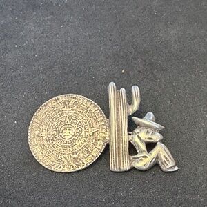925 Silver Hecho En Mexico Aztec Calendar Brooch